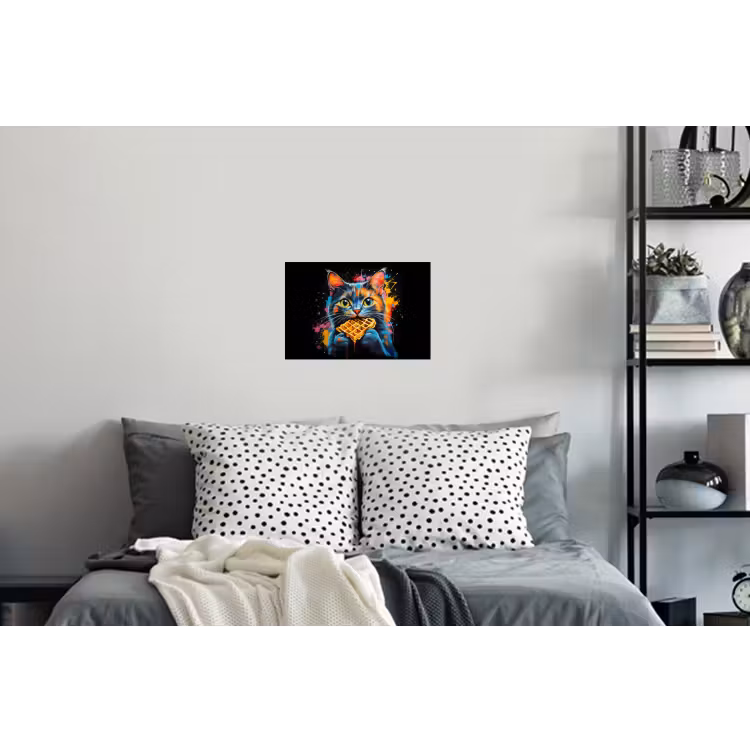 Kat - Graffiti - Kleurrijk - Wafel - Eten Muursticker klein -slaapkamer
