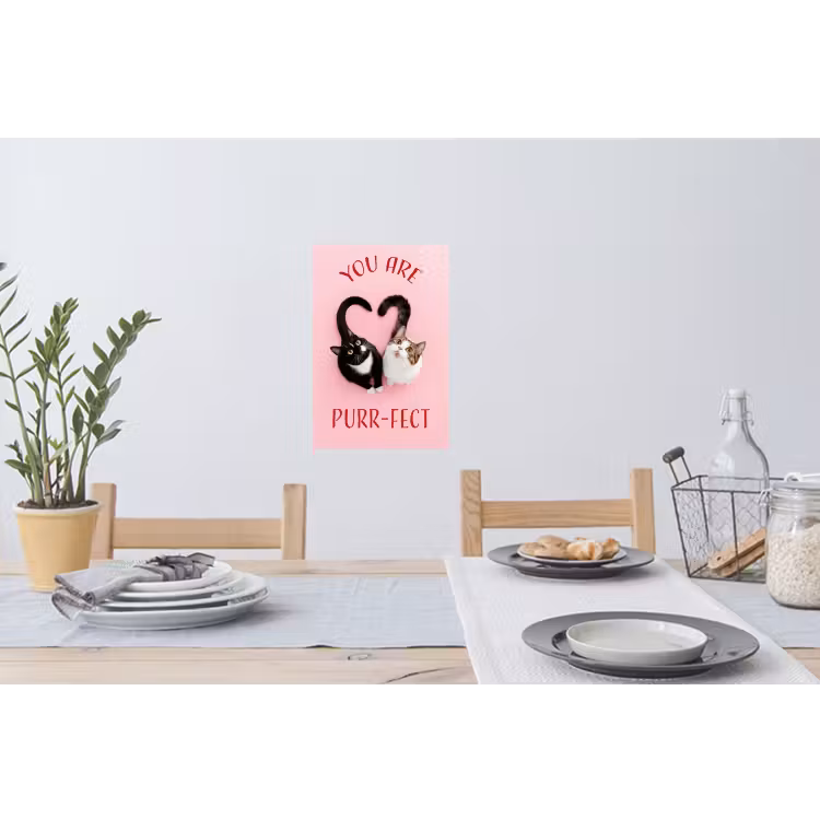 Kat - Hart - Tekst - Valentijn Muursticker klein -eettafel