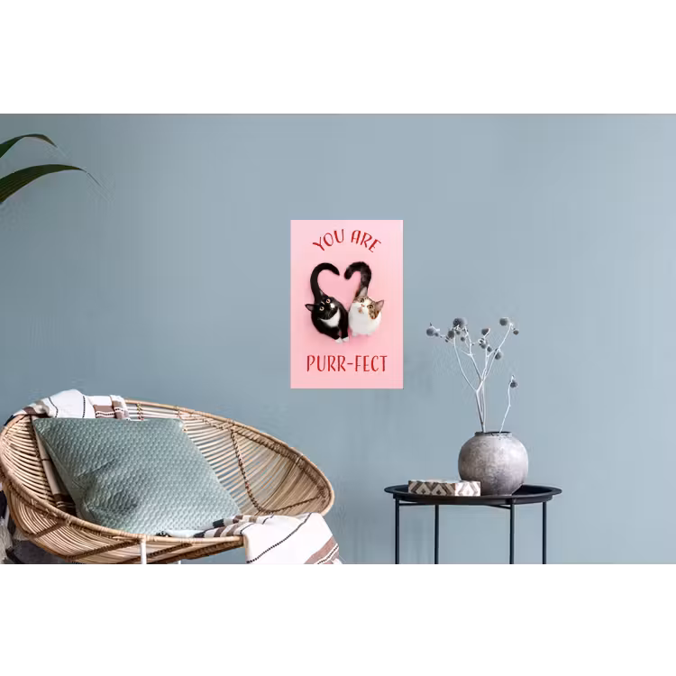 Kat - Hart - Tekst - Valentijn Muursticker klein -plant