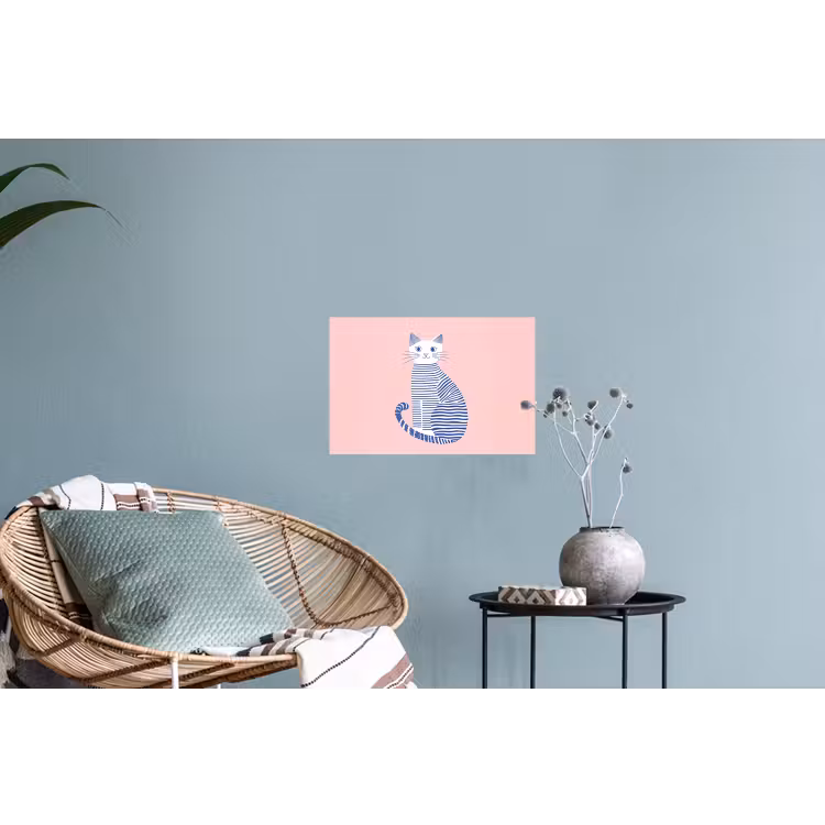 Kat - Illustratie - Minimalistisch - Roze Muursticker klein -plant