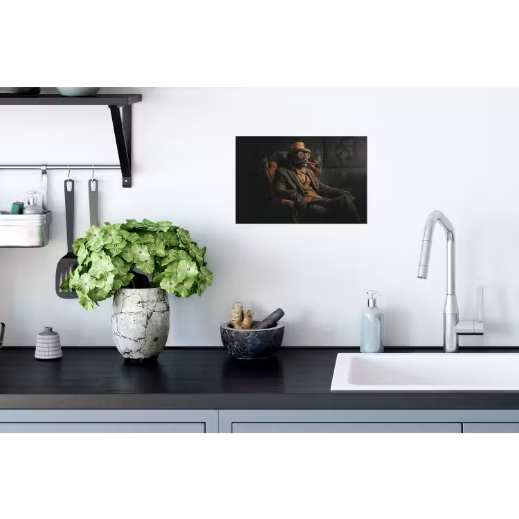 Kat - Pak - Oranje - Sigaar Muursticker klein -keuken