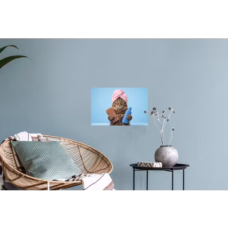 Kat - Handdoek - Washand - Zeep Muursticker klein -plant