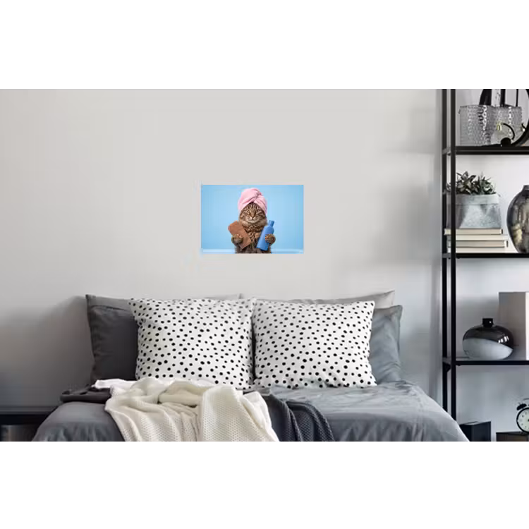 Kat - Handdoek - Washand - Zeep Muursticker klein -slaapkamer