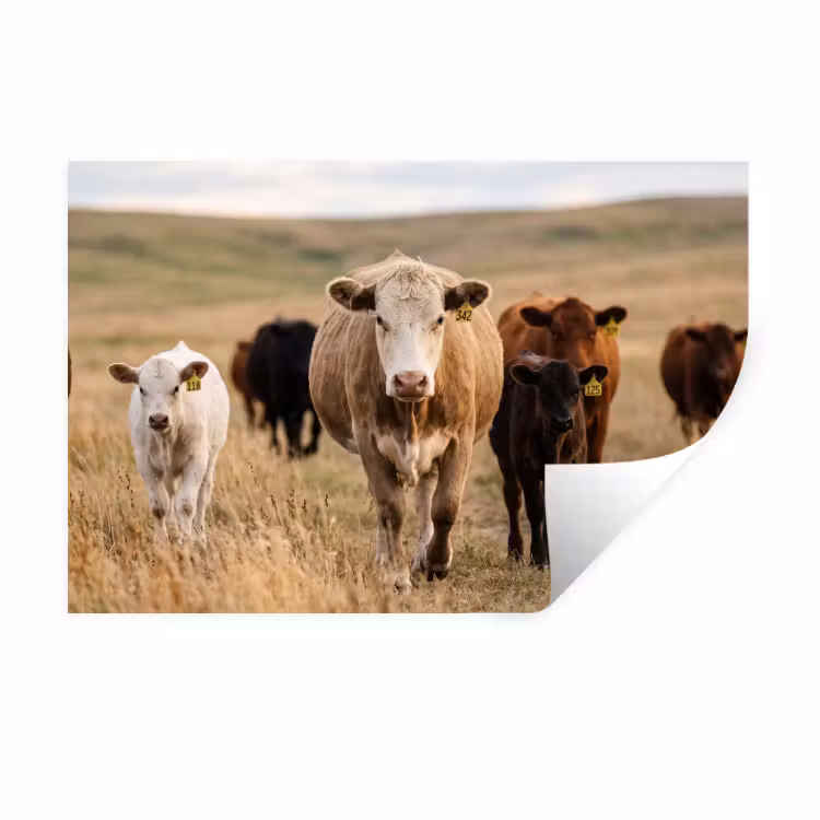 Runderen - Kudde - Landschap - Weide - Rustig Muursticker klein -3d