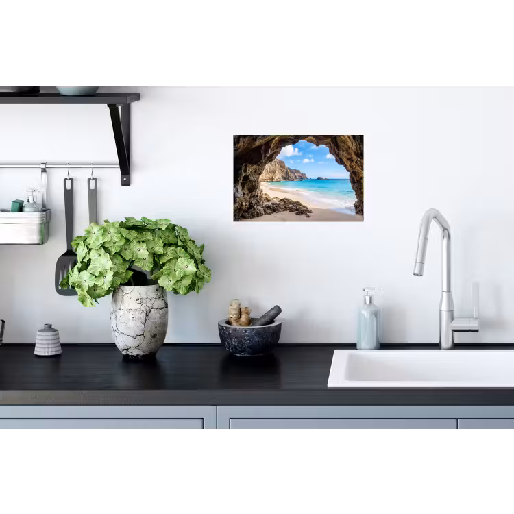 Grot - Strand - Zee - Blauw Muursticker klein -keuken