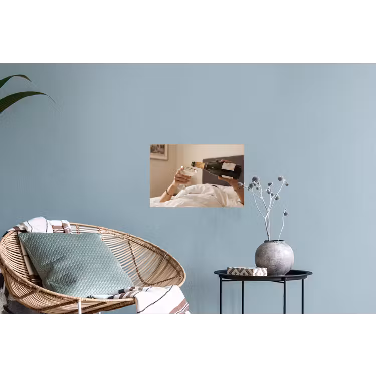 Champagne - Bed - Bubbels Muursticker klein -plant