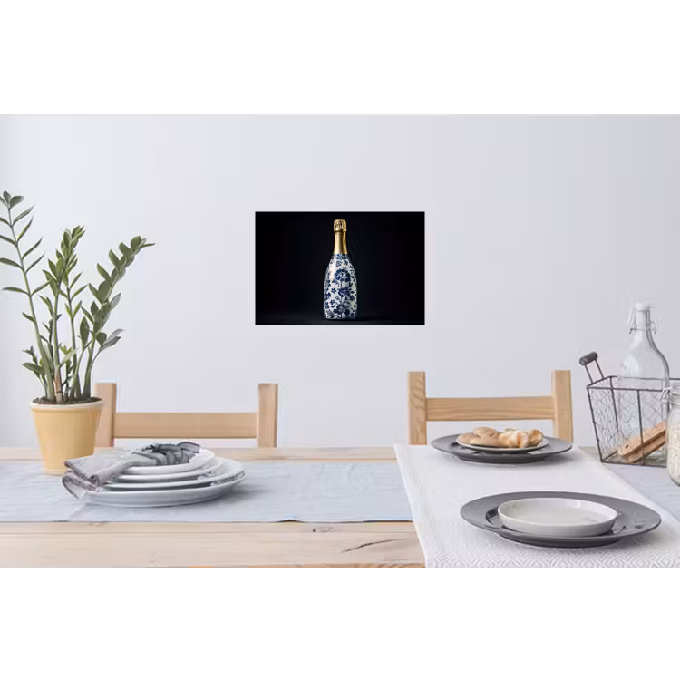 Champagne - Bloemen - Goud - Chique Muursticker klein -eettafel