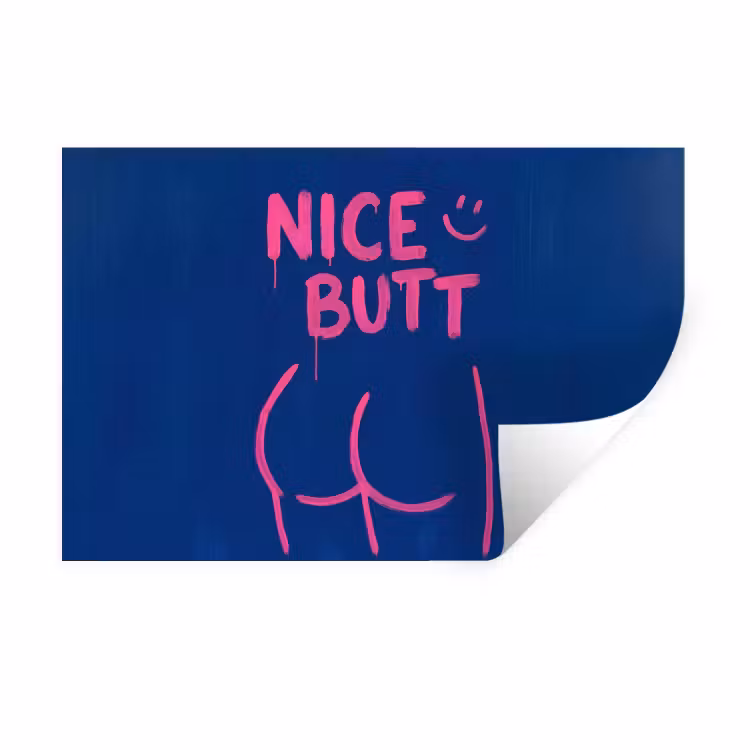 Brutaal - Grappig - Blauw Muursticker klein -3d