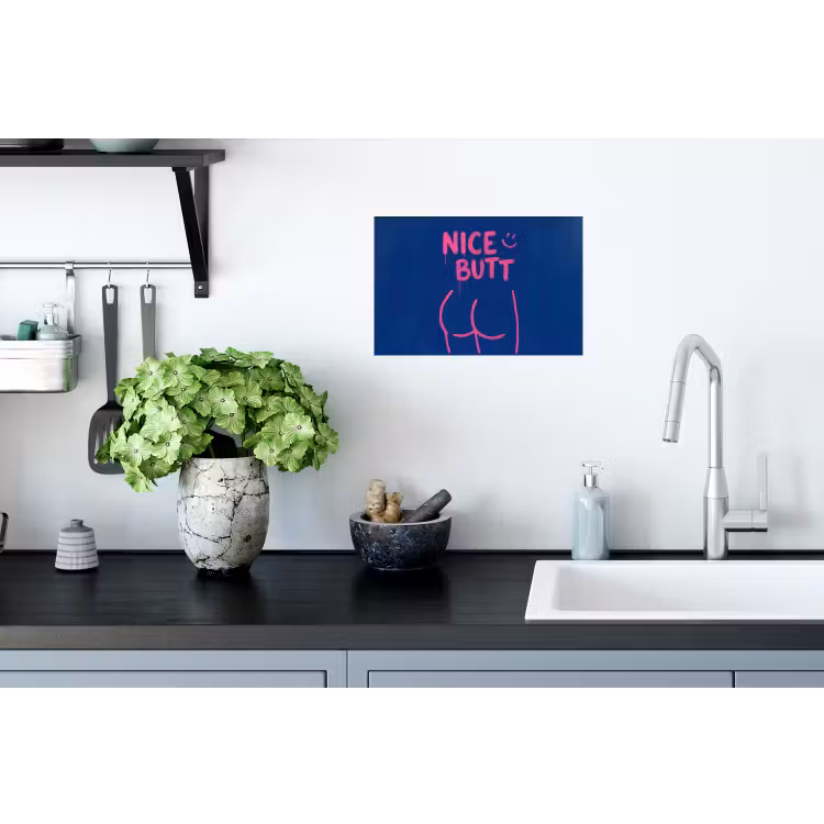 Brutaal - Grappig - Blauw Muursticker klein -keuken