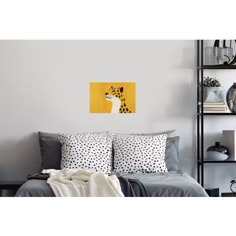 Cheetah - Illustratie - Geel Muursticker klein -slaapkamer