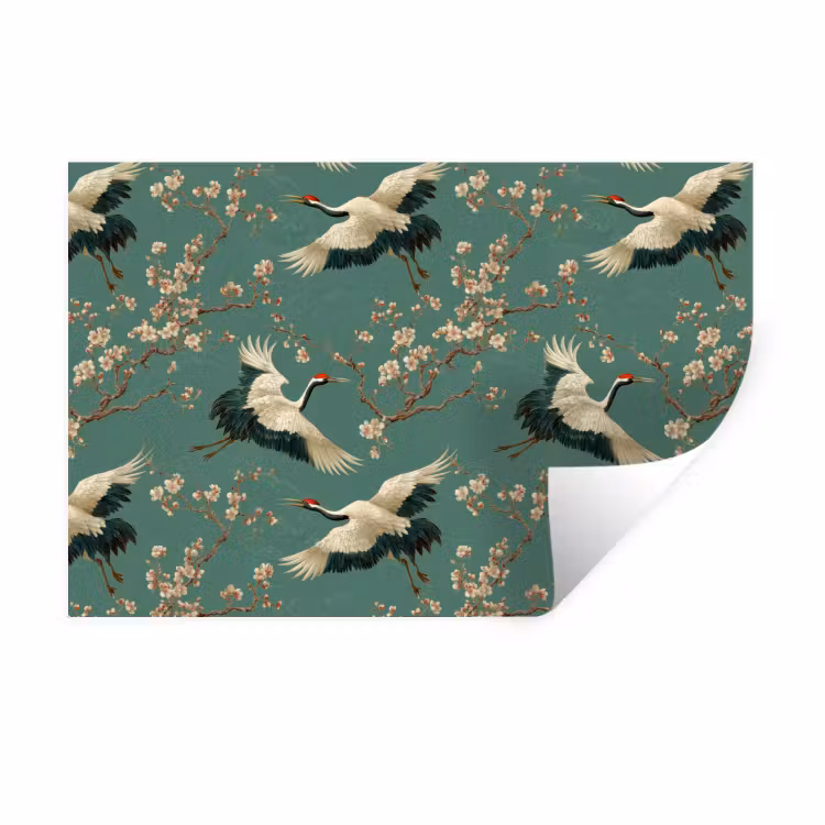 Kersenbloesem - Kraamvogels - Groen Muursticker klein 286 -3d