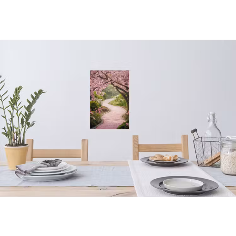Kersenbloesem - Natuur - Sakura - Pad - Japanse tuin Muursticker klein -eettafel