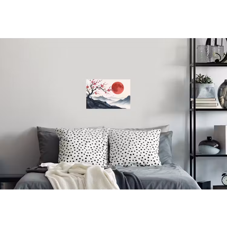 Kersenbloesem - Oosters - Rood Muursticker klein -slaapkamer