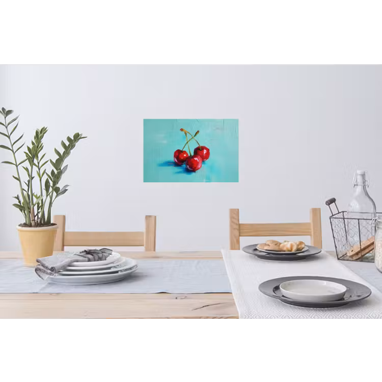 Kersen - Rood - Drie - Geverfd Muursticker klein -eettafel