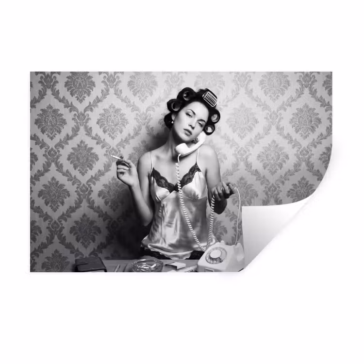 Chic - Vrouw - Zwart - Wit Muursticker klein -3d