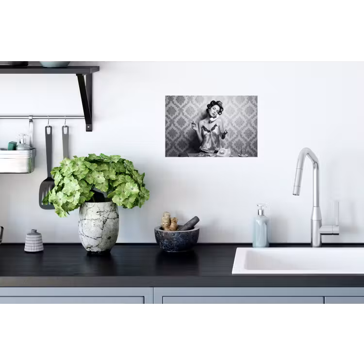 Chic - Vrouw - Zwart - Wit Muursticker klein -keuken