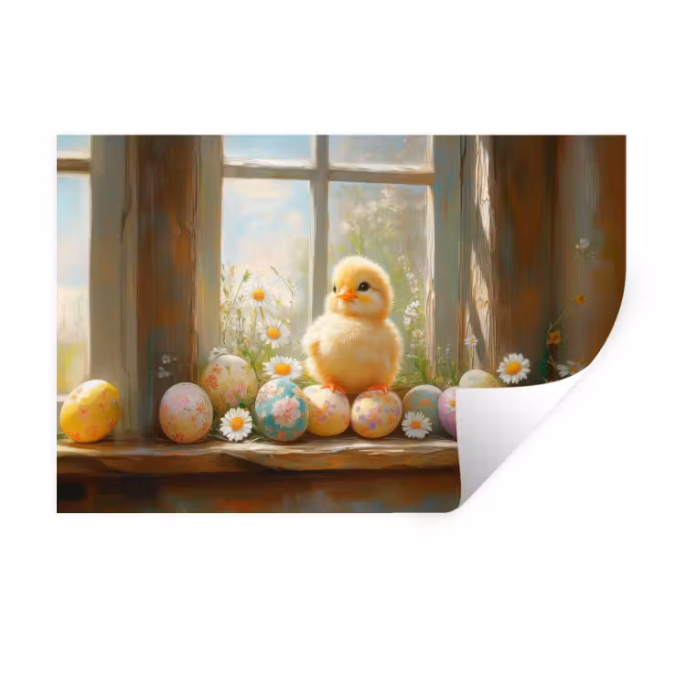 Kuiken - Raam - Paaseieren Muursticker klein -3d