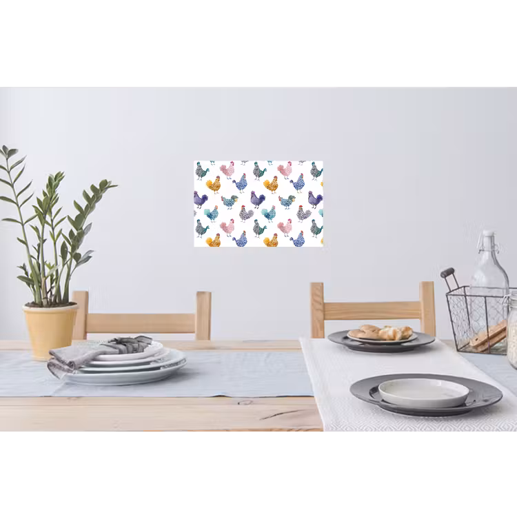 Kippen -Aquarel - Kleurrijk Muursticker klein 286 -eettafel