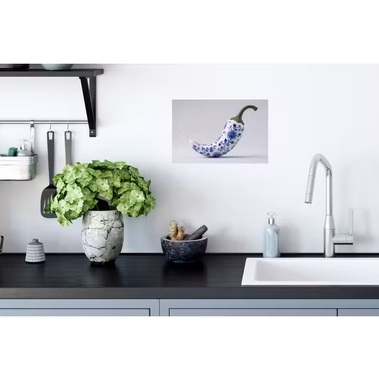 Chilipeper - Keramiek - Blauw Muursticker klein -keuken