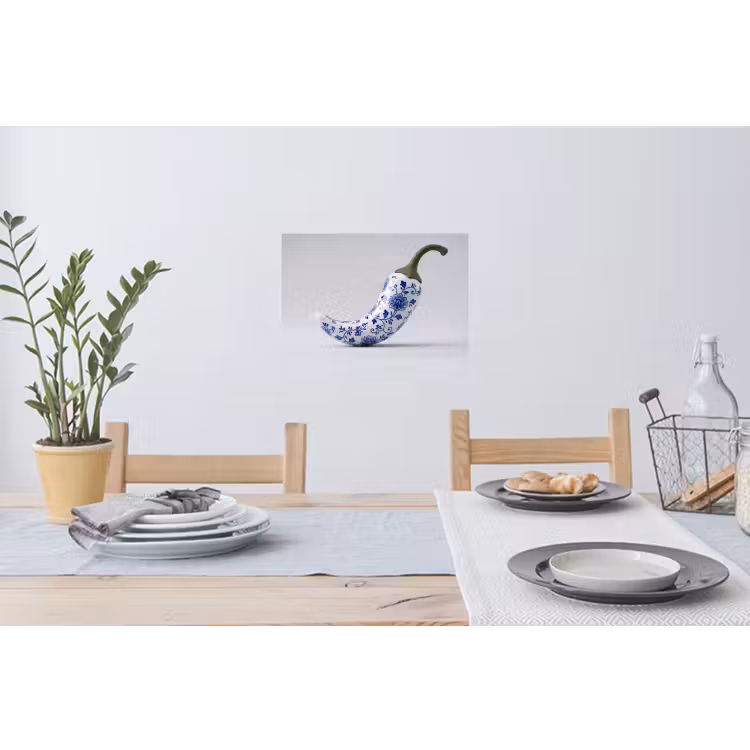 Chilipeper - Keramiek - Blauw Muursticker klein -eettafel