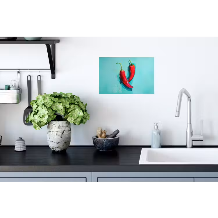 Chilipepers - Geverfd - Rood Muursticker klein -keuken
