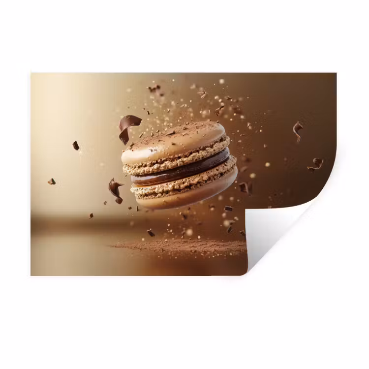 Chocolade - Macarons - Eten - Snoep Muursticker klein -3d