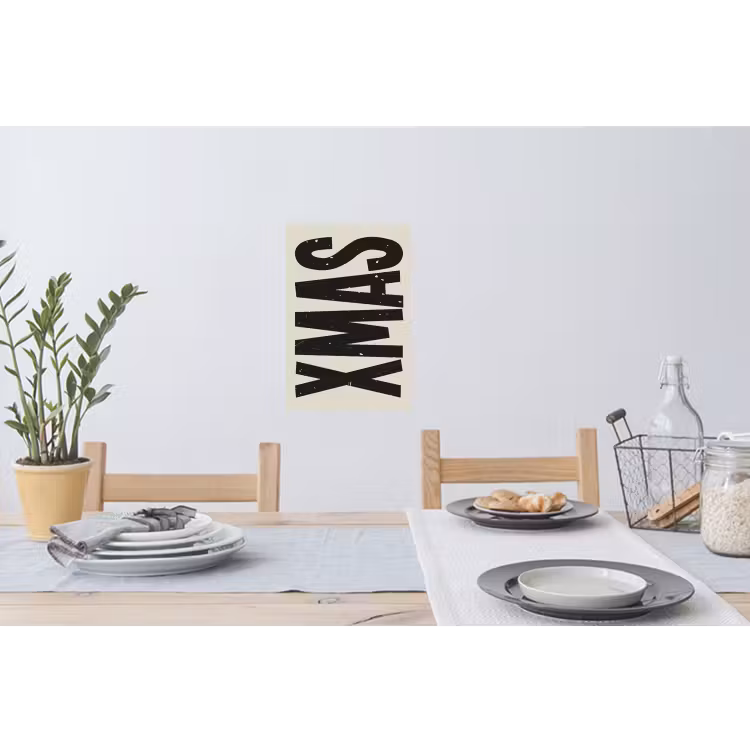 Kerst - Christmas - Japandi - Beige Muursticker klein -eettafel