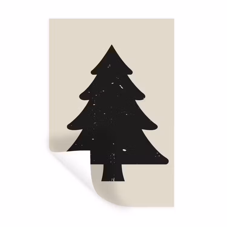 Kerstboom - Zwarte kerstboom - Boom - Japandi Muursticker klein -3d