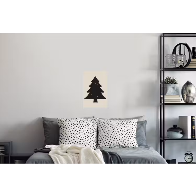 Kerstboom - Zwarte kerstboom - Boom - Japandi Muursticker klein -slaapkamer