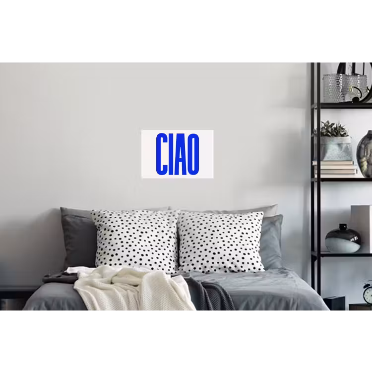 Ciao - Hoofdletters - Blauw - Minimalistisch Muursticker klein -slaapkamer