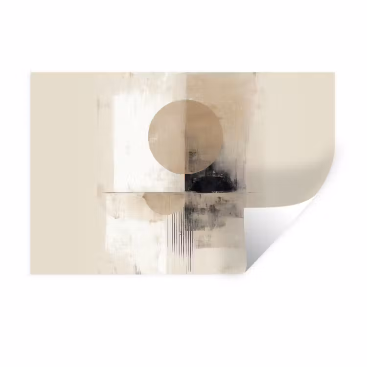 Cirkel - Compositie - Diepte - Beige Muursticker klein -3d