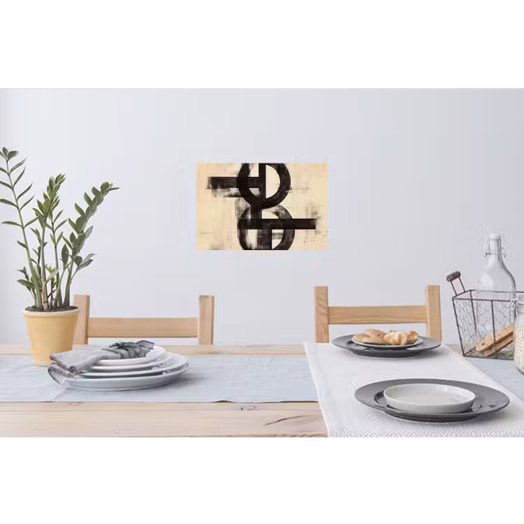 Cirkels - Balken - Zwart - Abstract Muursticker klein -eettafel
