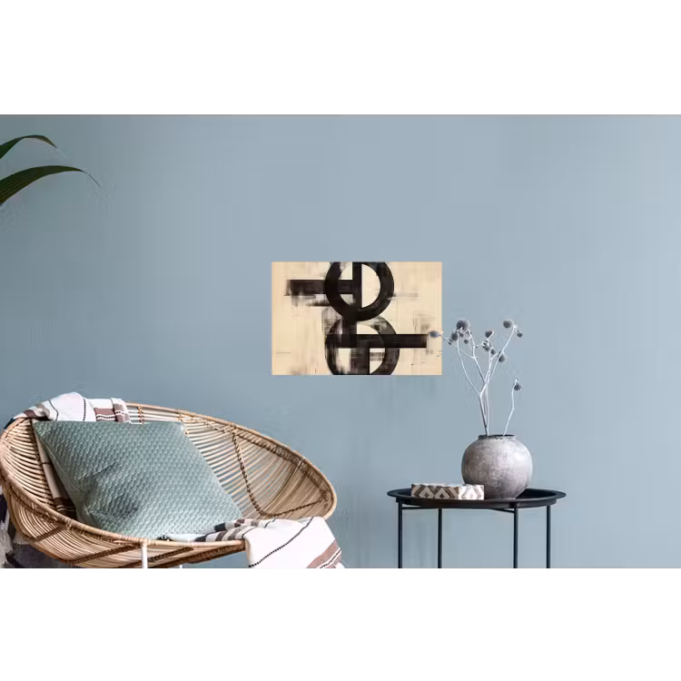 Cirkels - Balken - Zwart - Abstract Muursticker klein -plant