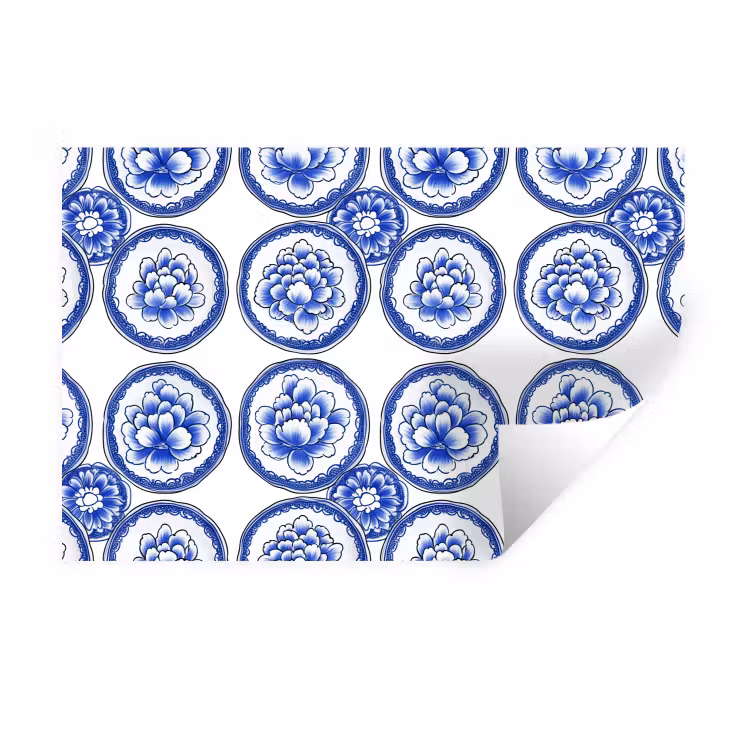 Cirkels - Bloemen - Blauw Muursticker klein 286 -3d