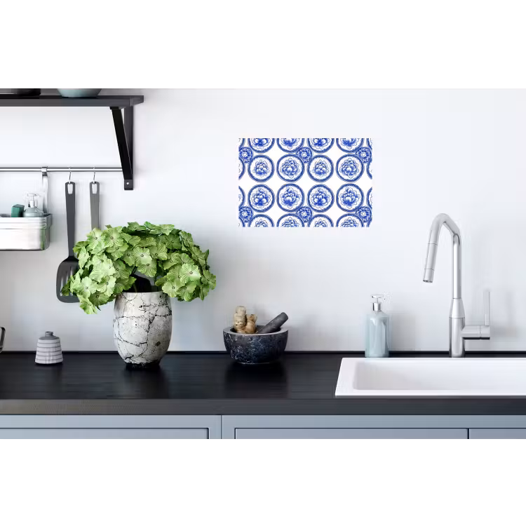 Cirkels - Bloemen - Blauw Muursticker klein 286 -keuken