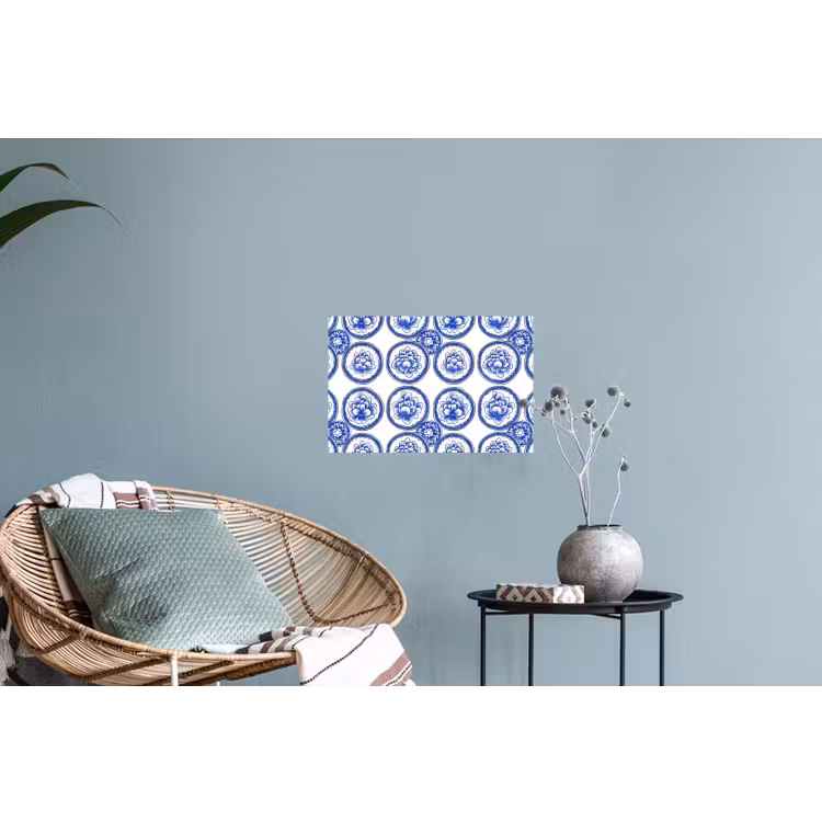 Cirkels - Bloemen - Blauw Muursticker klein 286 -plant