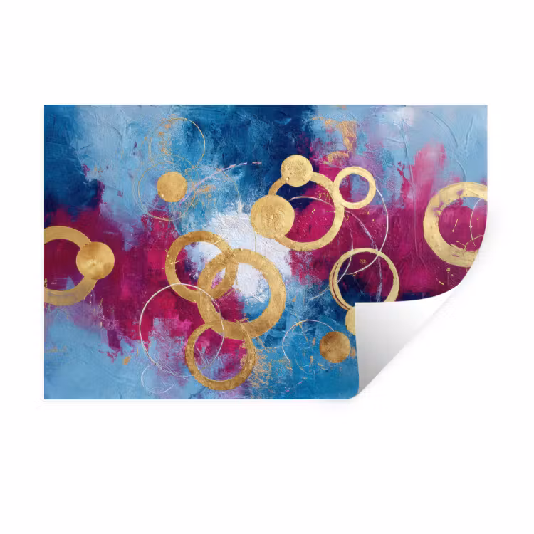 Cirkels - Goud - Abstract Muursticker klein -3d