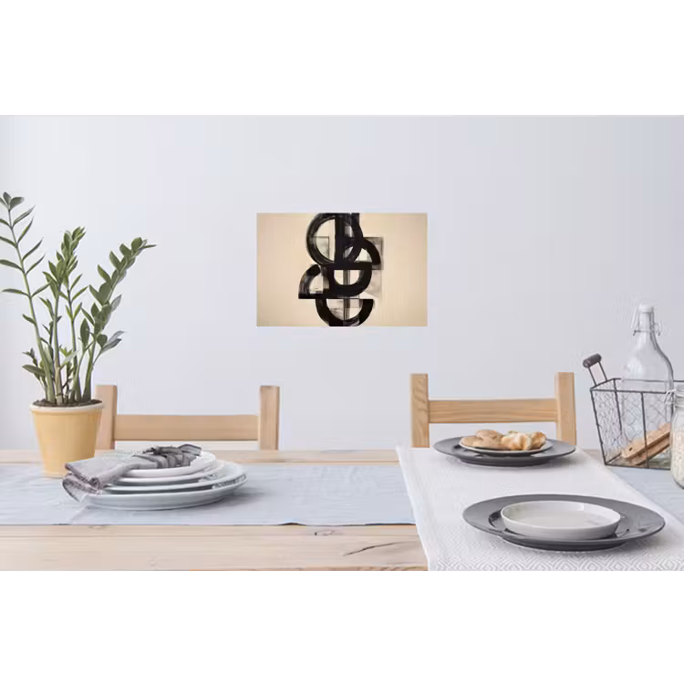 Cirkels - Lijnen - Vormen - Zwart Muursticker klein -eettafel