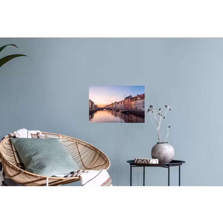 Stad - Gracht - Zonsondergang - Klassiek - Kleurrijk Muursticker klein -plant