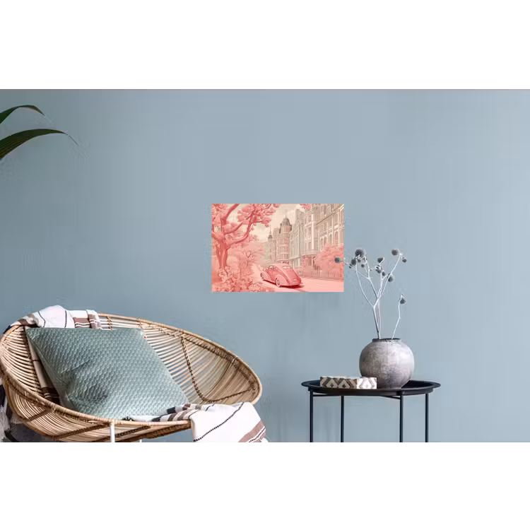 City - Car - Pink Muursticker klein -plant