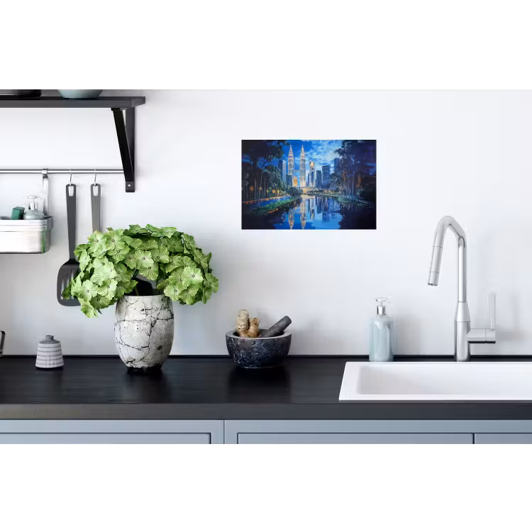Stad Kuala Lumpur - Skyline - Wolkenkrabbers - Water Muursticker klein -keuken