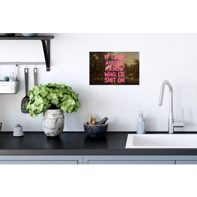Klassiek - Humor - Roze Muursticker klein -keuken