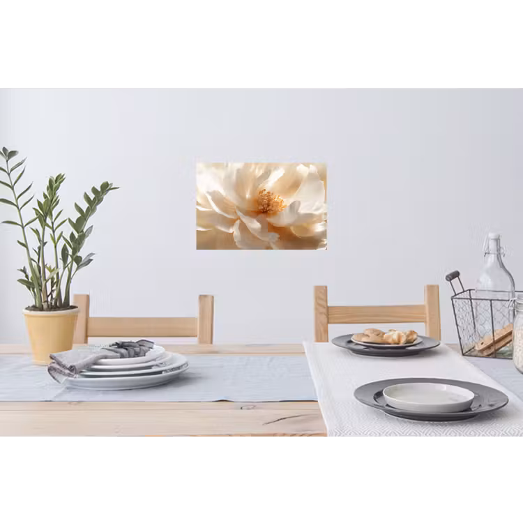 Close up - Pioenroos - Wit Muursticker klein -eettafel