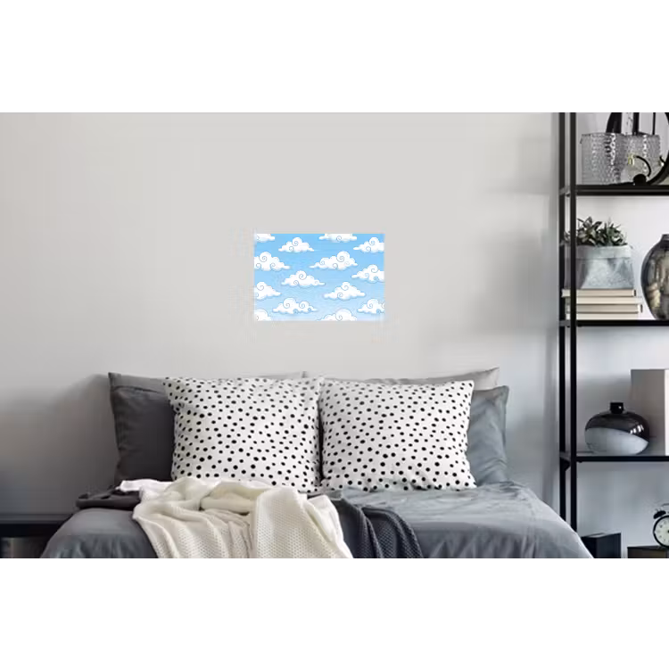 Wolk - Lucht - Cartoon - Blauw - Wit Muursticker klein -slaapkamer