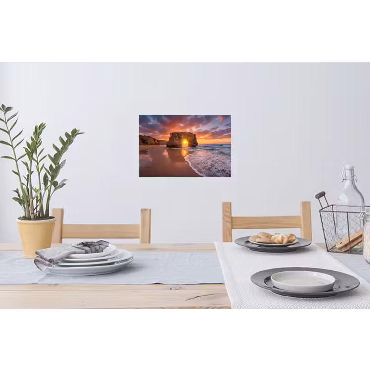 Kust - Rots - Zonsondergang - Zee - Natuur Muursticker klein -eettafel