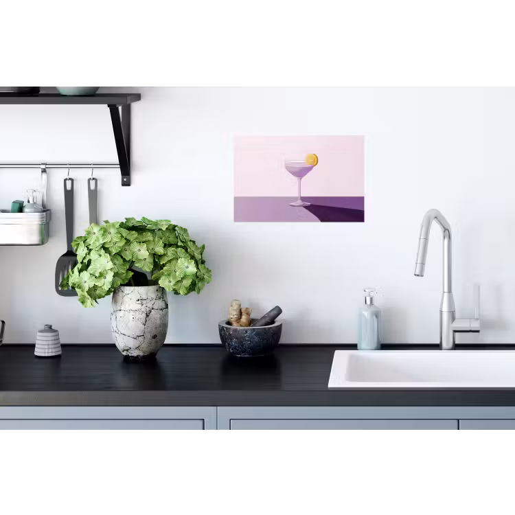 Cocktail - Paars - Minimalistisch - Citroen Muursticker klein -keuken