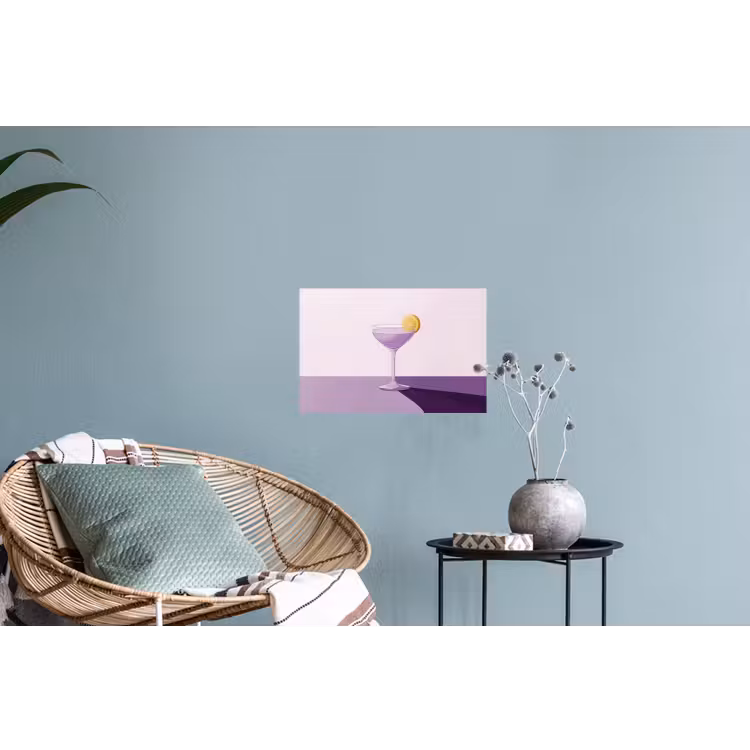 Cocktail - Paars - Minimalistisch - Citroen Muursticker klein -plant