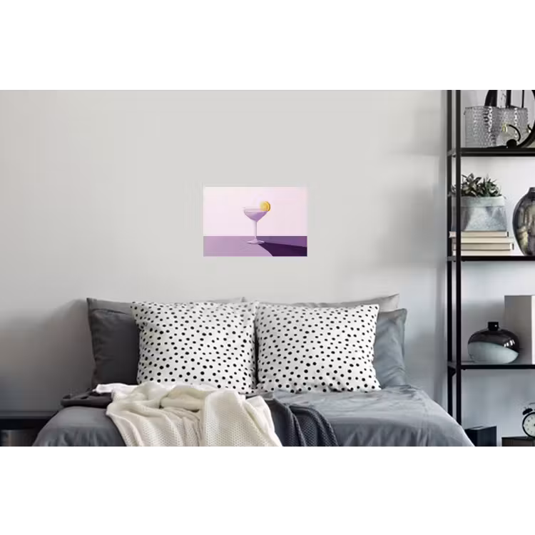 Cocktail - Paars - Minimalistisch - Citroen Muursticker klein -slaapkamer