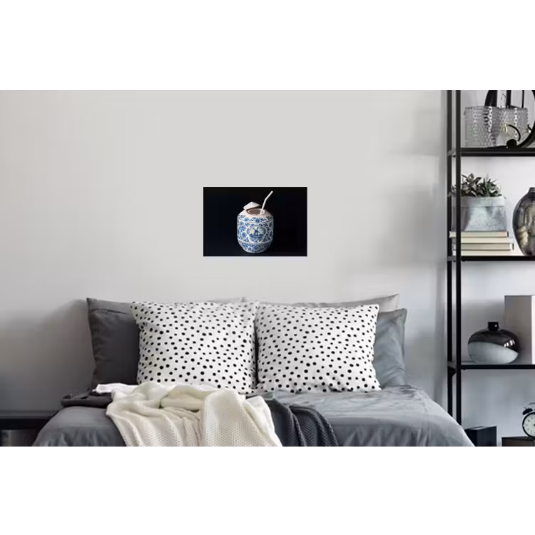 Kokosnoot - Eten - Delfts blauw - Drinken Muursticker klein -slaapkamer