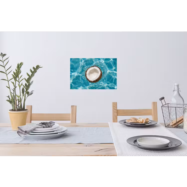 Kokosnoot - Water - Wit Muursticker klein -eettafel
